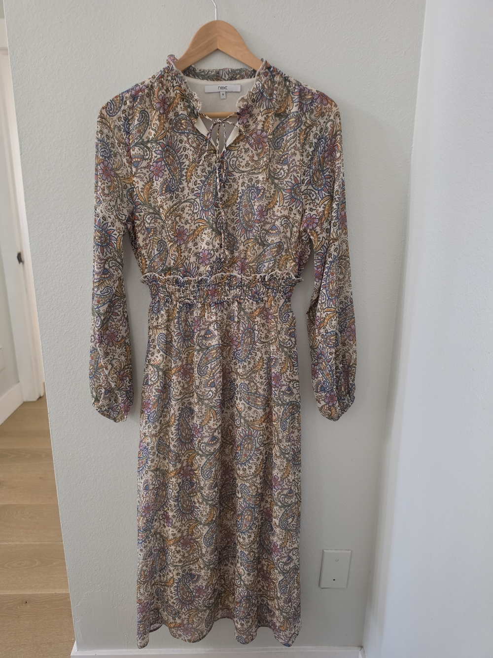 Midi Paisley Tie-Neck Dress in Multi UK 10/ US Size 6